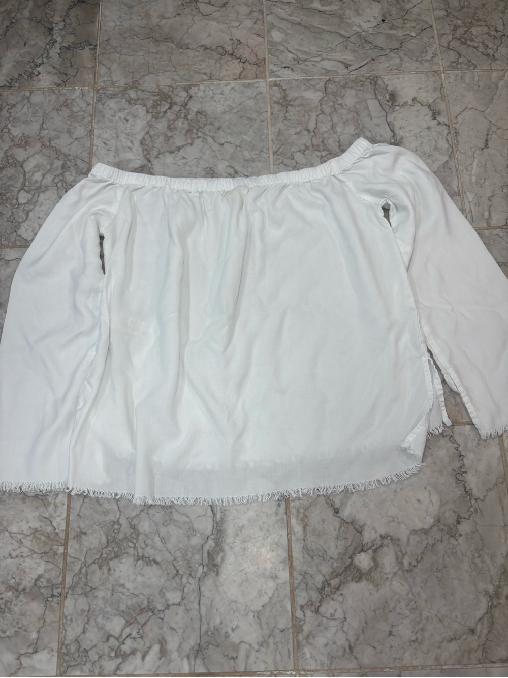 cloth & stone White Textured Long Sleeve Top Large